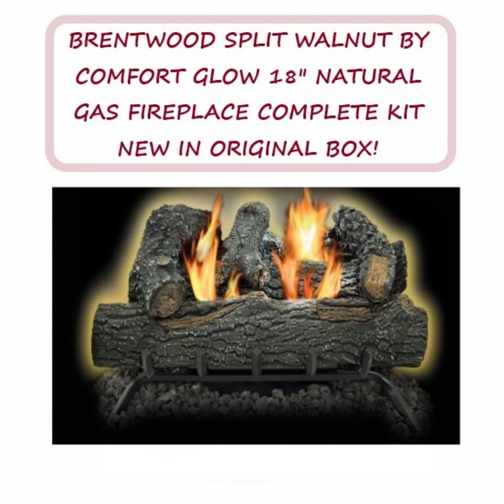 Comforter Glow 18" Natural/LP Gas Brentwood Split Walnut 9 handpainted logs New - Picture 2 of 7